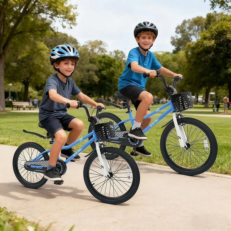 20" Kids Bike Adjustable, Kickstand and Storage Basket for Aged 8+ Years