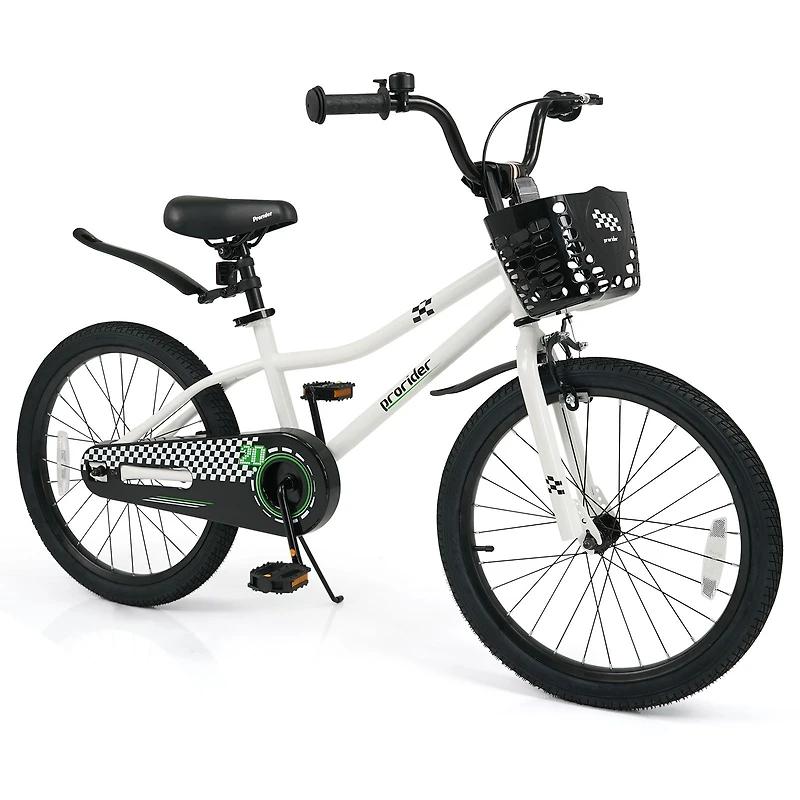 20" Kids Bike Adjustable, Kickstand and Storage Basket for Aged 8+ Years