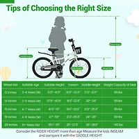 20" Kids Bike Adjustable, Kickstand and Storage Basket for Aged 8+ Years