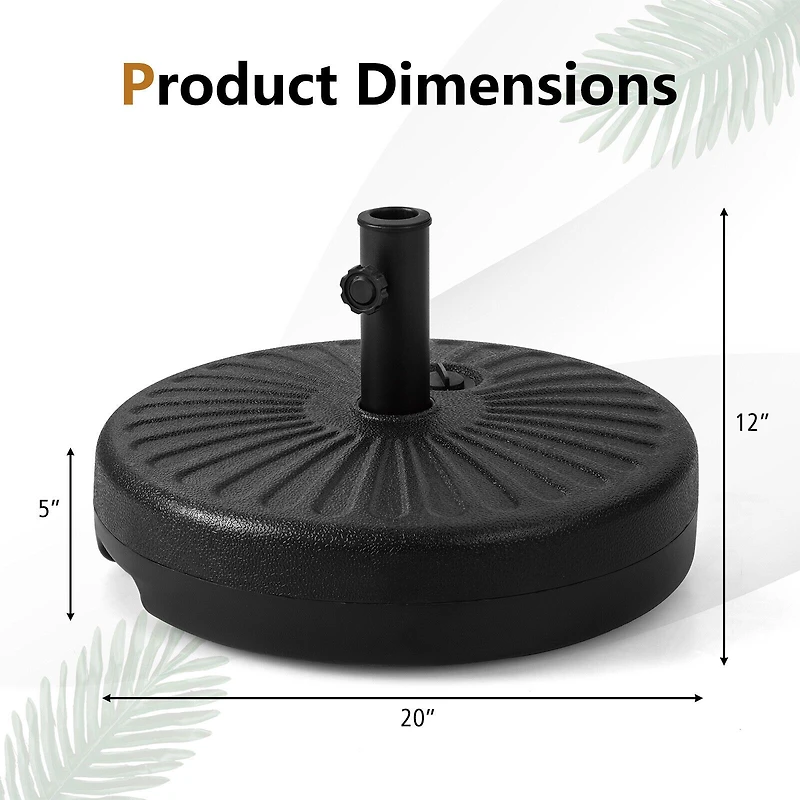 20" Fillable Heavy-Duty Round Umbrella Base Stand