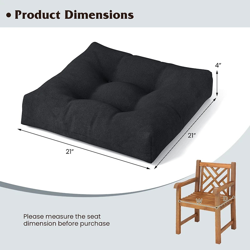 21" x Patio Chair Seat Cushion Pads, For Indoor and Outdoor