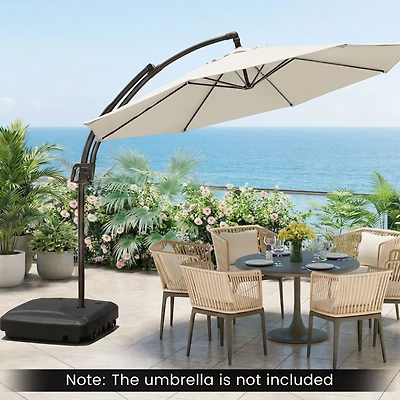 225 lbs Cantilever Patio Umbrella Base, Wheels and Crossed Base