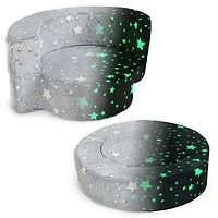 2-in-1 Toddler Chair Glow in the Dark Kids Couch, Cover Convertible Sofa - Gray