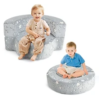 2-in-1 Toddler Chair Glow in the Dark Kids Couch, Cover Convertible Sofa - Gray