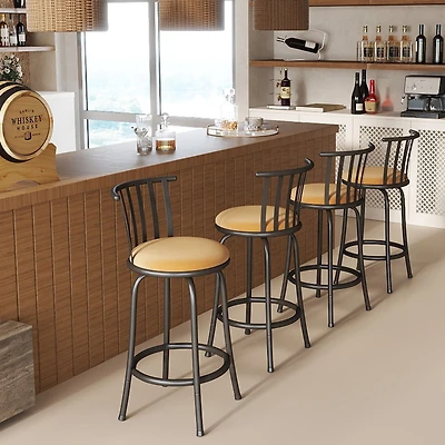 Adjustable Swivel Barstools, Set of 4 – Brown