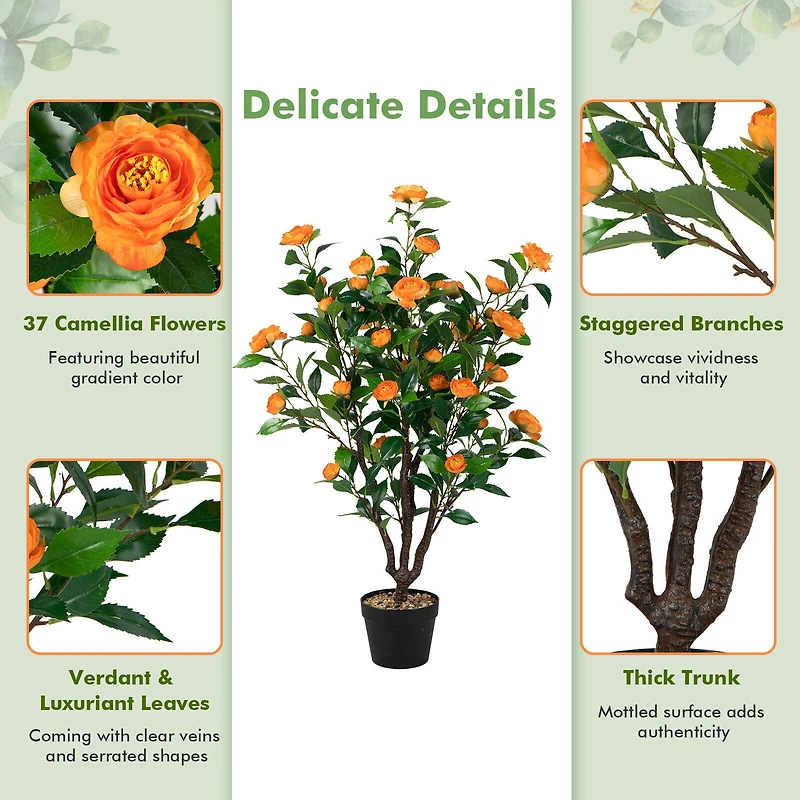 Artificial Camellia Tree - 3.3 Ft