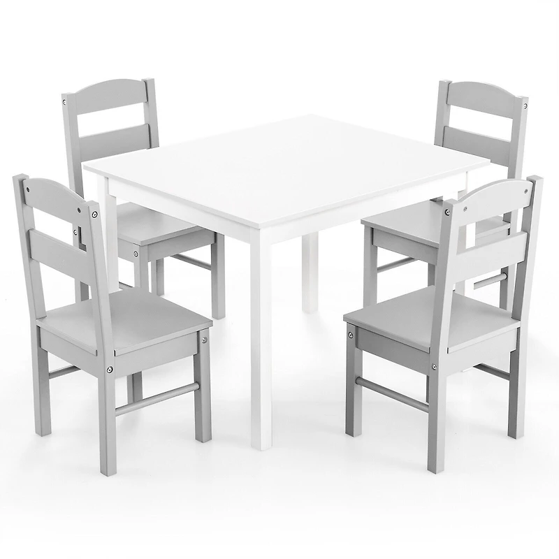 Ensemble de 5 pièces pour enfants en bois, mobilier de salle de jeux, cadeau - Blanc