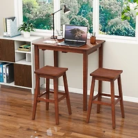 3-Piece Bar Table Set, Pub Table and 2 Saddle Stools - Espresso