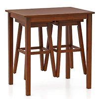 3-Piece Bar Table Set, Pub Table and 2 Saddle Stools - Espresso
