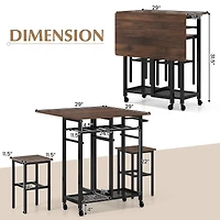 Dining Table Set with 6-Bottle Wine Rack, Set of 3