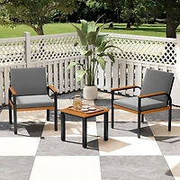 Ensemble de mobilier de jardin 3 pièces, table basse - Gris
