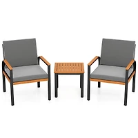 3 Piece Patio Furniture Set Outdoor Conversation Set, Coffee Table - Grey