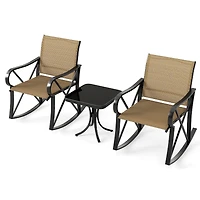 Ensemble de 3 fauteuils à bascule d'extérieur, mouvement balancement fluide