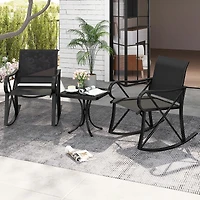 3 Piece Patio Rocking Set, Smooth Motion Outdoor Rocker Chair Bistro Set