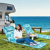 3-Piece Beach Lounge Chair Mat Set 2 Adjustable Lounge Chairs, Table - Stripe