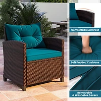 3-Piece Cushioned Rattan Patio Conversation Set, Coffee Table