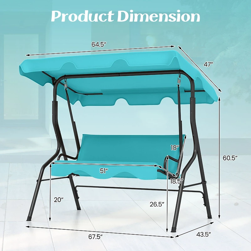 3 Seats Patio Canopy Swing