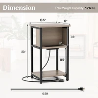 Table d’appoint 3 niveaux avec ports USB et prises de courant