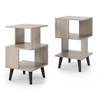 3-Tier Geometric Bookshelf Set of 2, Open Storage Shelves