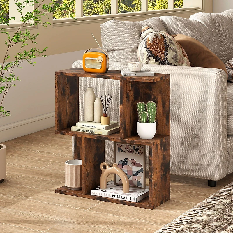 3-Tier Bookshelf, Display Shelf for Small Space - Rustic Brown