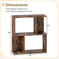 3-Tier Bookshelf, Display Shelf for Small Space - Rustic Brown