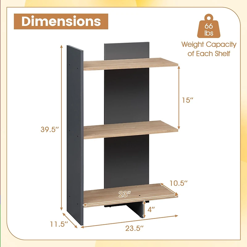 3 Tier Wooden Bookshelf, Anti-Tipping Kit