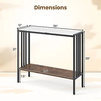 36" Console Table 2-Tier Industrial Foyer Table, Sintered Stone Tabletop