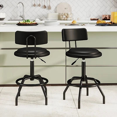 360° Swivel Counter Height Barstool, Padded Seat and Back - 2-Piece