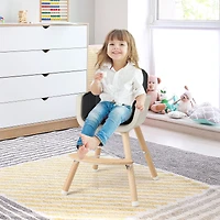 Chaise haute en bois convertible 3 en 1, coussin - Noir