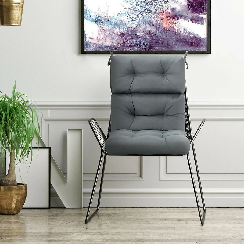 22 x 44" Tufted Outdoor Patio Chair Seating Pad - Gray