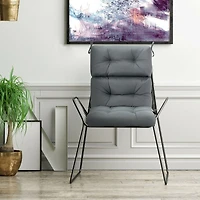 22 x 44" Tufted Outdoor Patio Chair Seating Pad - Gray