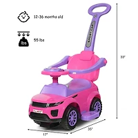 3 in 1 Ride on Push Car Toddler Stroller Sliding Car, Music