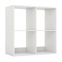 4 Cube Bookshelf, Back Guardrail for Living Room Bedroom - White