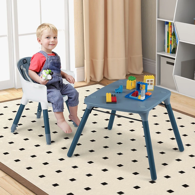 4-in-1 Baby Convertible Toddler Table Chair Set, PU Cushion