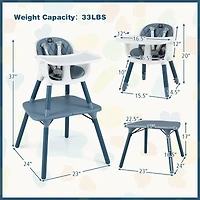 4-in-1 Baby Convertible Toddler Table Chair Set, PU Cushion