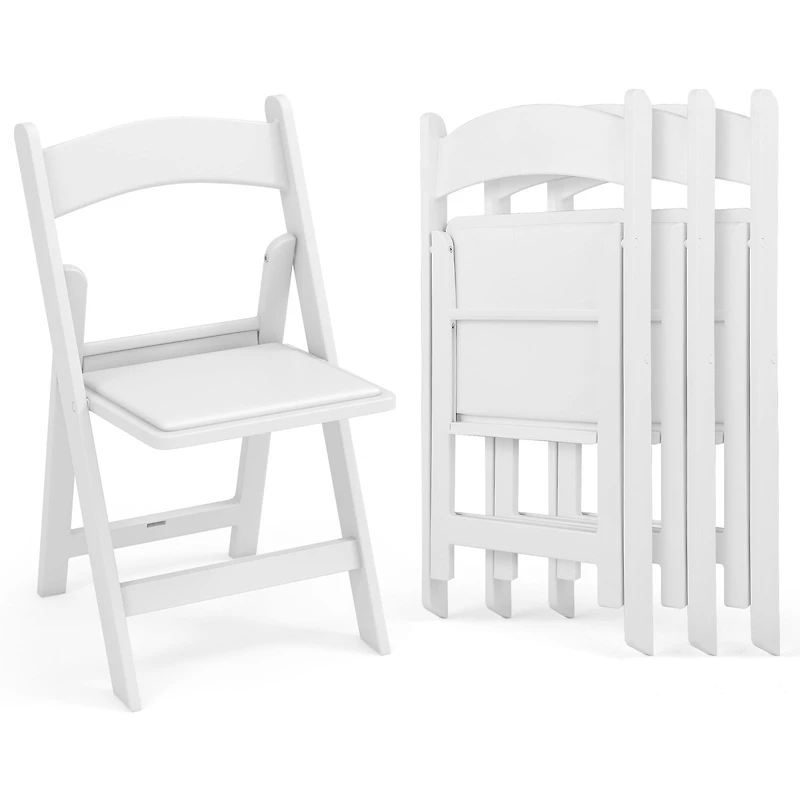 Resin Folding Chairs with Padded Seat, Set of 4