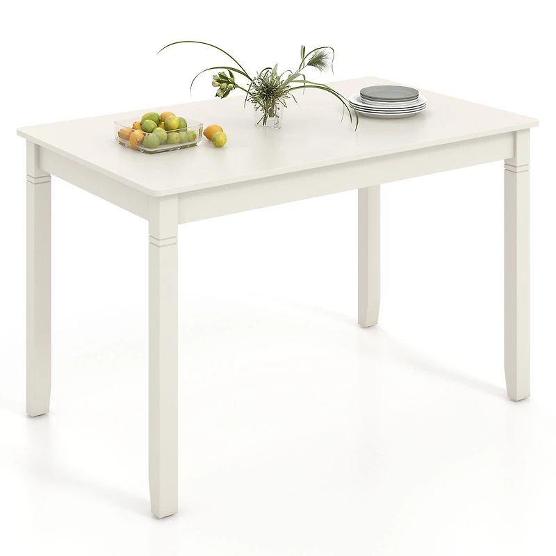 48-Inch Wooden Dining Table for 4 People Rectangular Kitchen Table, Rubber Wood Legs - Cream White
