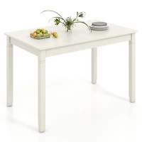 48-Inch Wooden Dining Table for 4 People Rectangular Kitchen Table, Rubber Wood Legs - Cream White