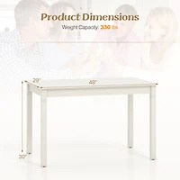 48-Inch Wooden Dining Table for 4 People Rectangular Kitchen Table, Rubber Wood Legs - Cream White