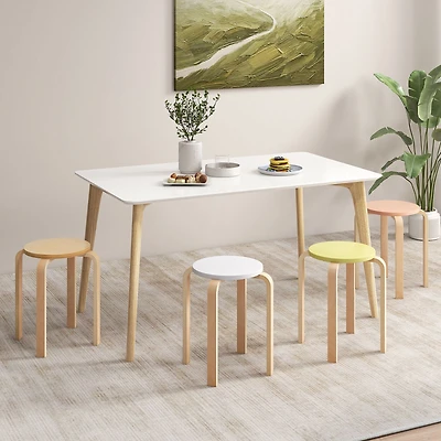 Set of 4 Bentwood Stackable Stools Dining Stools, Round Tops - Multicolor