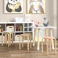 Set of 4 Bentwood Stackable Stools Dining Stools, Round Tops - Multicolor