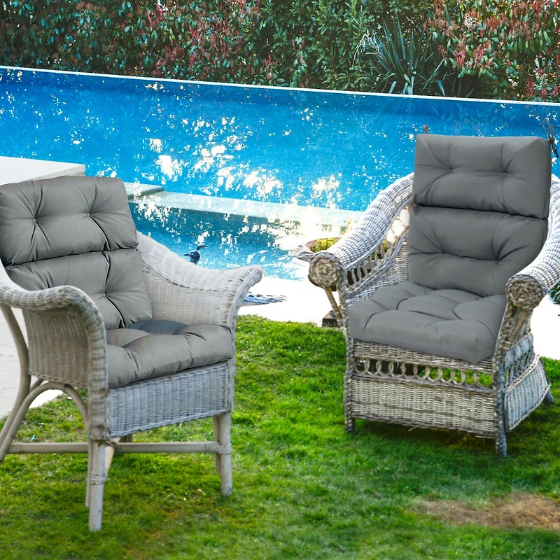 22 x 44" Tufted Outdoor Patio Chair Seating Pad - Gray