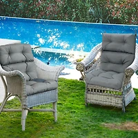 22 x 44" Tufted Outdoor Patio Chair Seating Pad - Gray