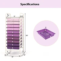10 Drawer Rolling Storage Cart Organizer, 4 Universal Casters