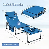 5-position Outdoor Folding Chaise Lounge Chair