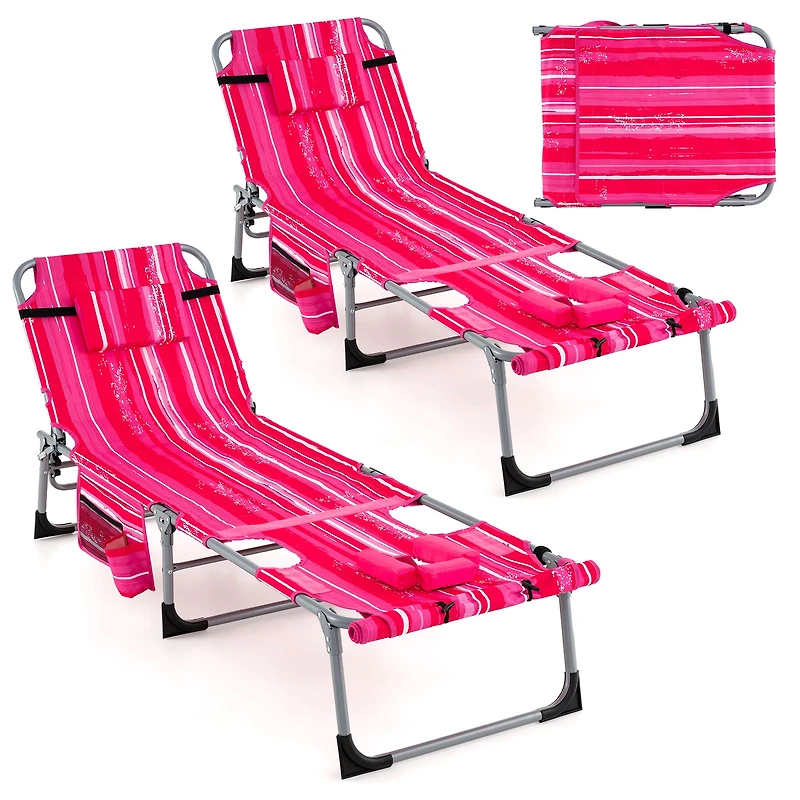 5-position Outdoor Folding Chaise Lounge Chair