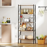 5-Tier Bookshelf, Open Shelves and Heavy Duty Metal Frame - Rustic Brown