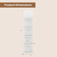 5-Tier Wall Mounted Shelf Unit, Wood Grain - White