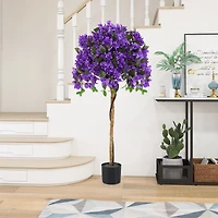 4.5 Feet Artificial Azalea Tree, Cement Pot - Purple