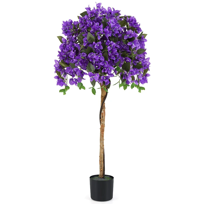 Arbre artificiel Azalée de 1,4 m, pot en ciment - Violet